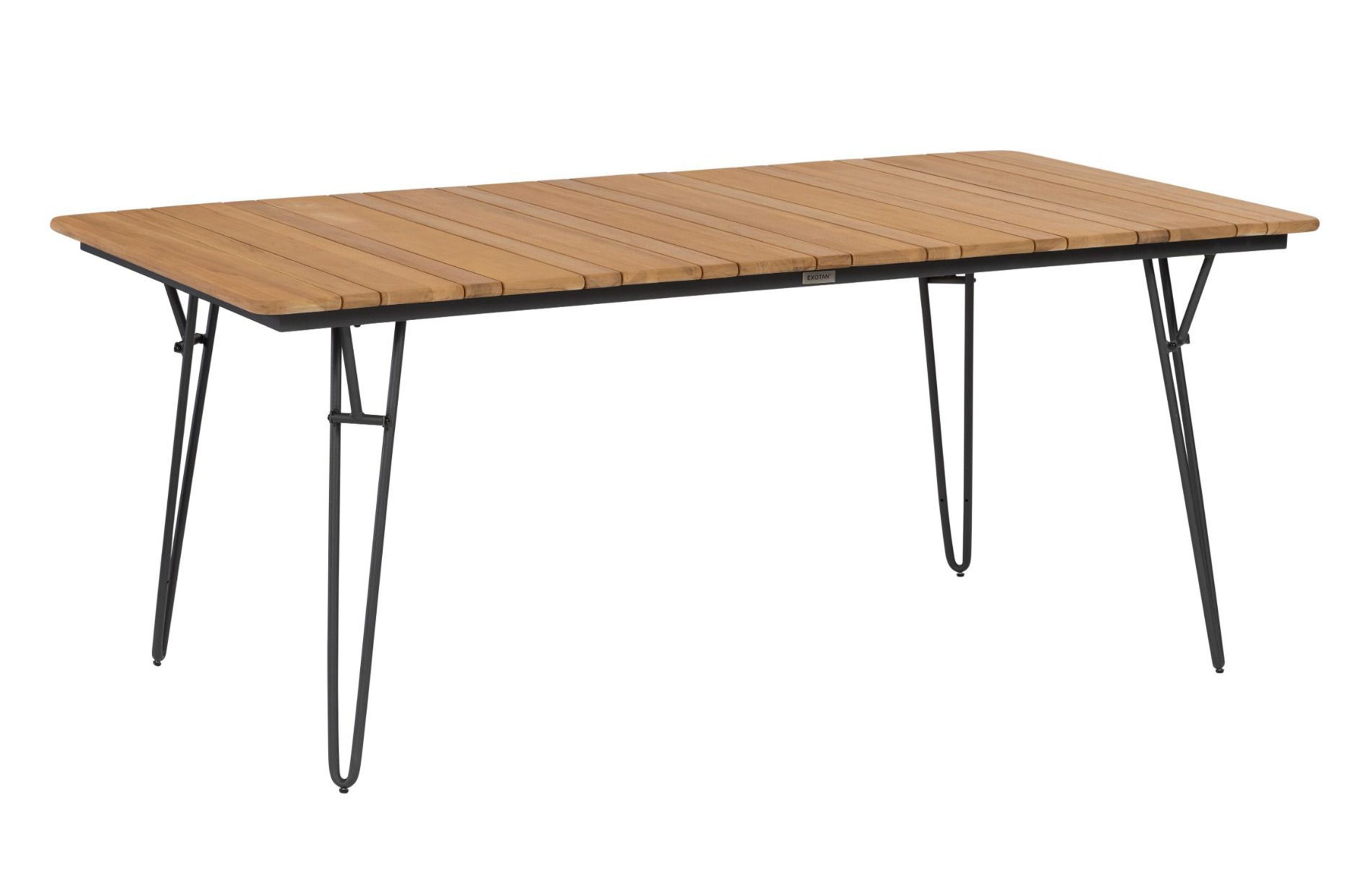 EXOTAN Slimm havebord, rektangulær - teak og stål (180x100)