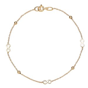 Infinity armbånd i 9 kt. Guld med Kugler - 18 cm
